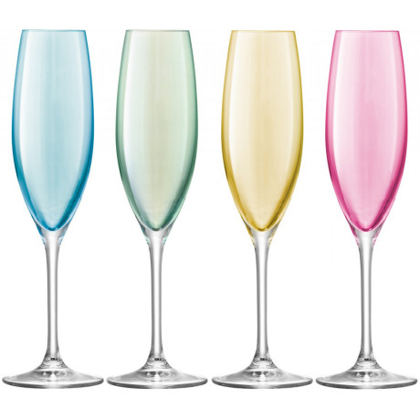 Набір бокалів для шампанського Флют пастель асорті 225мл (4шт в уп) Polka, LSA international - 51356