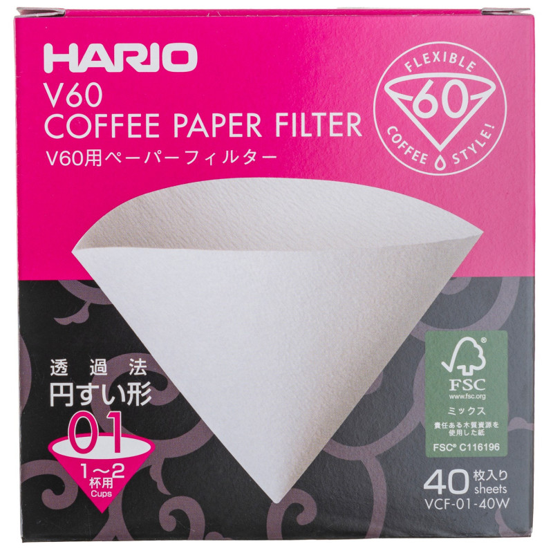 

Паперовий фільтр для пуровера 01 білий 40шт, Hario