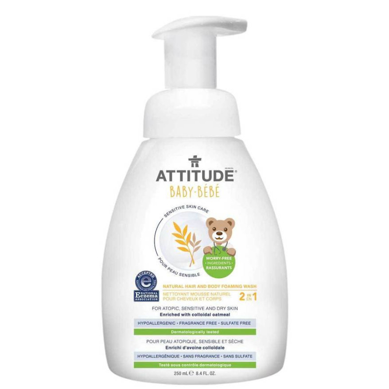 

Пінка для миття тіла та волосся дитяча 250мл Sensitive Skin, Attitude