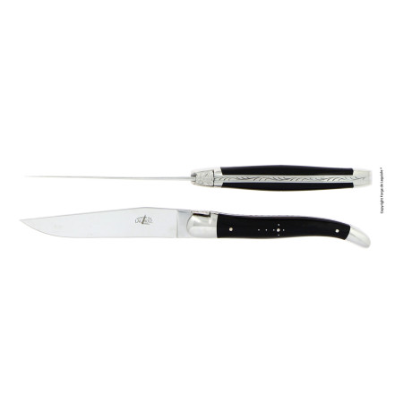 Набор из 2 ножей для стейка с ручкой из черного буйволиного рога, Forge de Laguiole - 30735