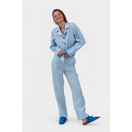 Піжама лляна з брюками Azure Blue, Sleeper - 93681