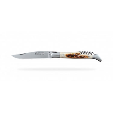 Ніж складаний зі штопором з ручкою із оленячого рогу (сталь) Forge de Laguiole Tradition - Pocket knife - 19067