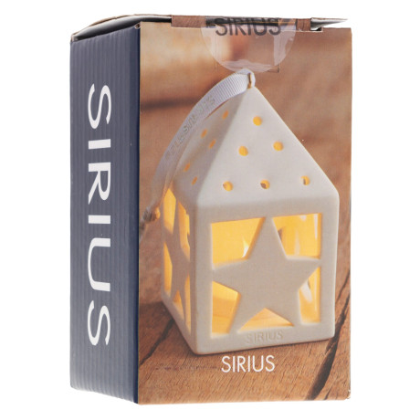 Новорічна прикраса світлодіодна Будиночок з зіркою 10,5см, Sirius - 47632