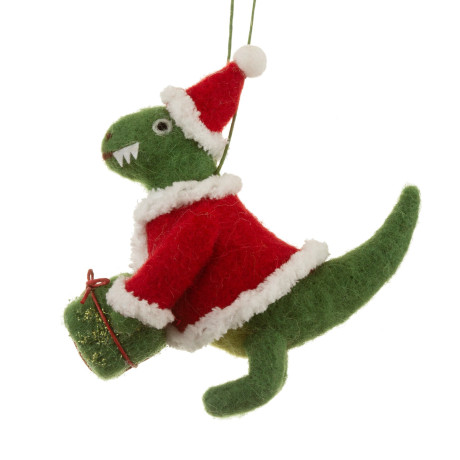 Новорічна прикраса Динозавр у костюмі Санти, Sass & Belle - 92603