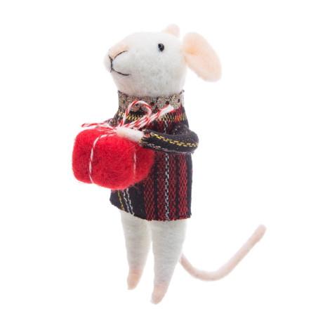 Новорічна прикраса Миша в костюмі з подарунком, Sass & Belle - 92606