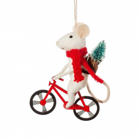 Новорічна прикраса Миша-кур'єр на велосипеді, Sass & Belle - 92608