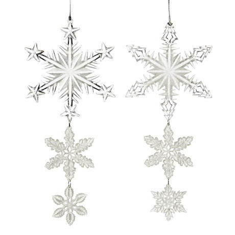 Новорічна прикраса Сніжинка потрійна прозоро-біла 23см, Goodwill - 93788
