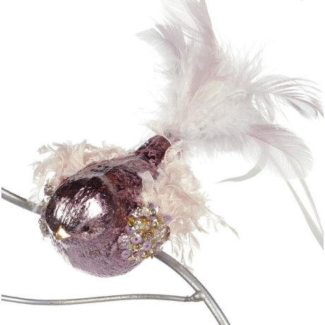 Новорічна прикраса Птах пухнастий рожевий з прищіпкою 23см, Goodwill - 93802