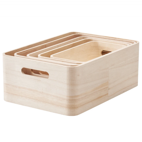 Набір дерев'яних ящиків для зберігання (5шт в уп) - Q4271