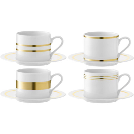 Набір з 4-х чашок для чаю 250мл та 4-х блюдець Deco, LSA international - 42553