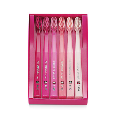 Набор зубных щеток "Ultrasoft" розового цвета 0,1 мм (6 шт. в уп.), Curaprox - W2449