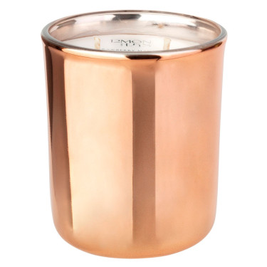 Свічка ароматична кольору рожеве золото "Полуничний макарон - ванільний кнут", 12months.candle - W5388