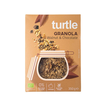Завтрак сухой Гранола Грецкий орех и Шоколад без глютена органический 350г, Turtle - W9010