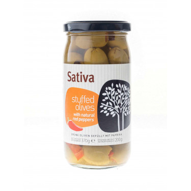 Зелені оливки фаршировані червоним перцем 370г Sativa Sativa Retail Sativa Sativa Retail - 90382
