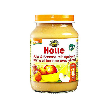 Детское питание "Яблоко и банан с абрикосом" органическое пюре (с 6 месяцев) 190г, Holle - 32828