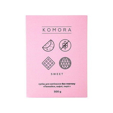 Суміш для випічки без глютену "Панкейки, вафлі, пиріг" 500г Komora Komora - W5377