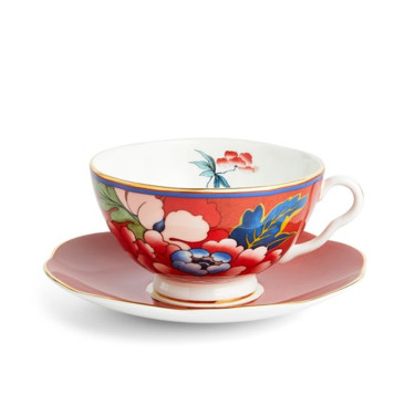 Чашка с блюдцем красная "Paeonia Blush", Wedgwood - R4464