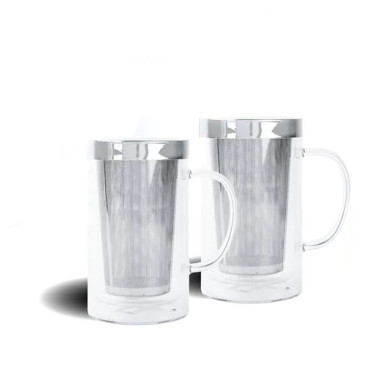 Набор стеклянных кружек с фильтром 410мл (2шт в пак) Tea for two, Cristel - R3996