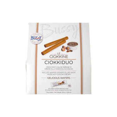 Вафельні трубочки з какао-горіховим кремом "Чоккідуо" (10*2шт) 160г Bussy - R0127