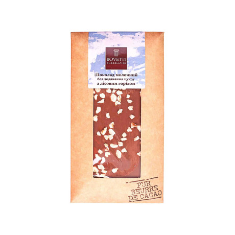 Молочний шоколад без цукру з лісовим горіхом 100г - 10874