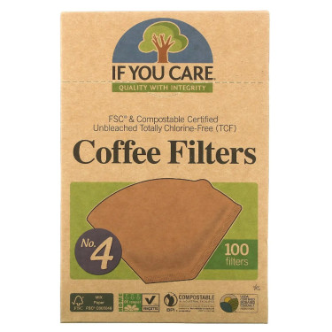 Набор фильтров для кофе бумажных коричневых №4 (100шт в пак), If You Care - W1110