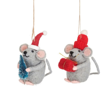 Новогоднее украшение Мишка с подарком - T7590