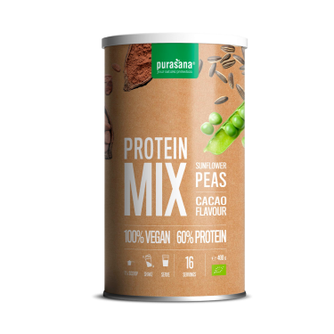 Веганська суміш протеїнова з гороху, соняшника та какао 60% органічна 400г Purasana Protein Powder Purasana Protein Powder - W7112