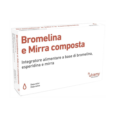 Дієтична добавка в таблетках Бромелайн, гесперидин і мирра Bromelina e Mirra composta 30шт NutraMy Depurative - S8185