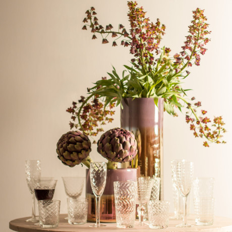 Набір бокалів для вина прозорих різьблених 10х17см (4шт в уп), Pols potten - 35630