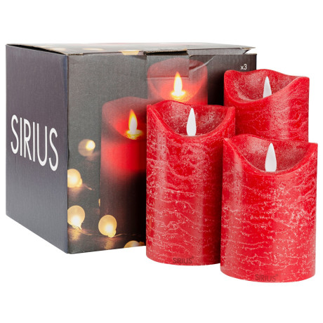 Набір свічок світлодіодних червоних Сара (3шт в уп), Sirius - 47237